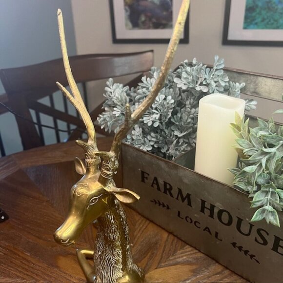 Vintage Holiday Large Brass Reindeer - Picture 4 of 12
